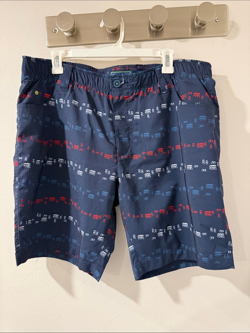 William Murray Golf Navy Swim Shorts with Red & White Print